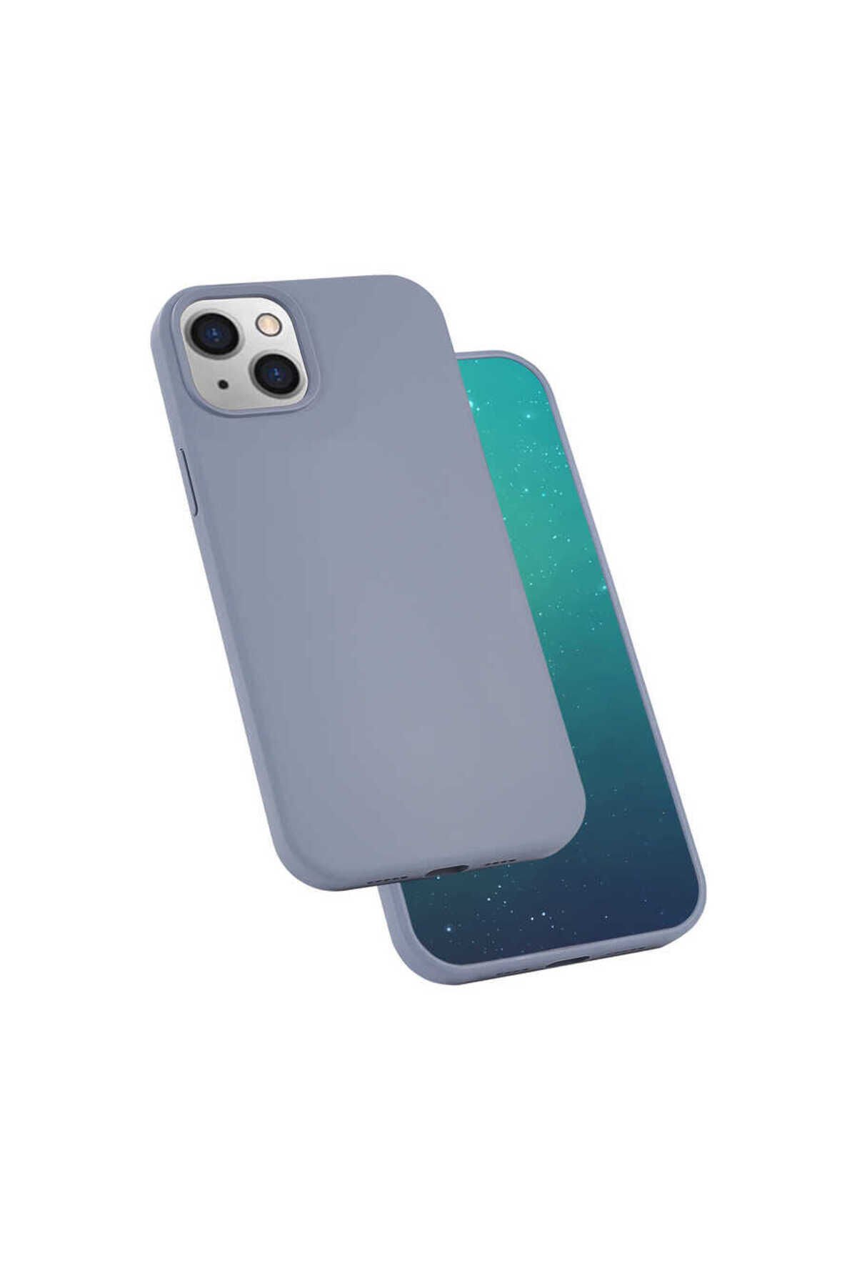 iPhone 13 Mini Uyumlu BSAY Silk Silikon-Koyu Yeşil Lila