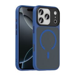 iPhone 17 Pro Kılıf Mat Arka Yüzey Wireless Şarj Özellikli Zore Flet M-safe Kılıf Gri