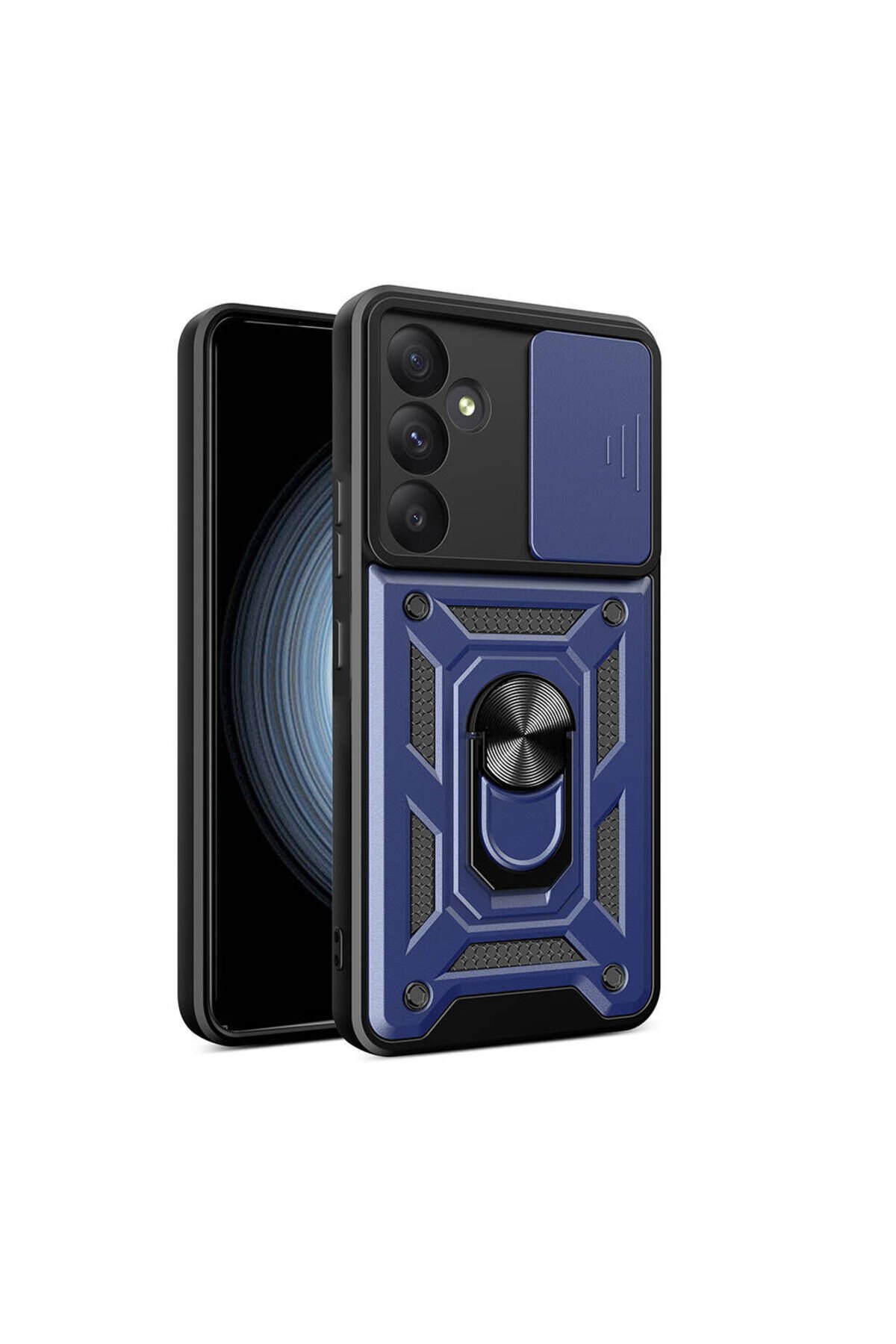 Galaxy A55 Kılıf Magnetik Standlı Kamera Korumalı LCKC Sürgülü Vega Kapak - Mavi Mavi