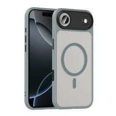 iPhone 17 Air Kılıf Mat Arka Yüzey Wireless Şarj Özellikli Zore Flet M-safe Kılıf Siyah