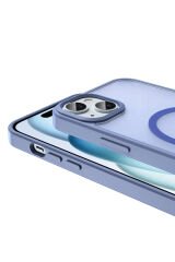iPhone 15 Kılıf Magsafe Şarj Özellikli Mat Arka Yüzey BSAY Sio Kapak-Koyu Yeşil Lacivert