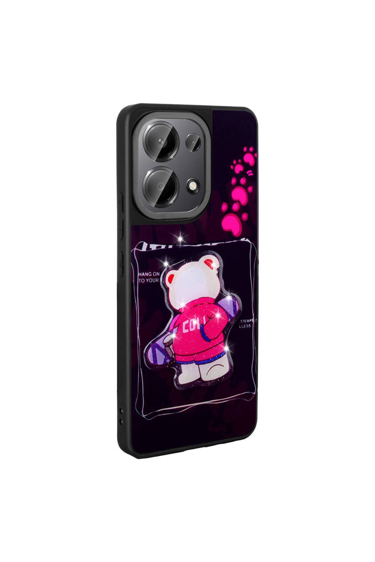 Poco M6 Pro 4G Kılıf Parlayan Kabartmalı İkonik Figürlü SBT Amas Silikon Kapak - Mor Siyah