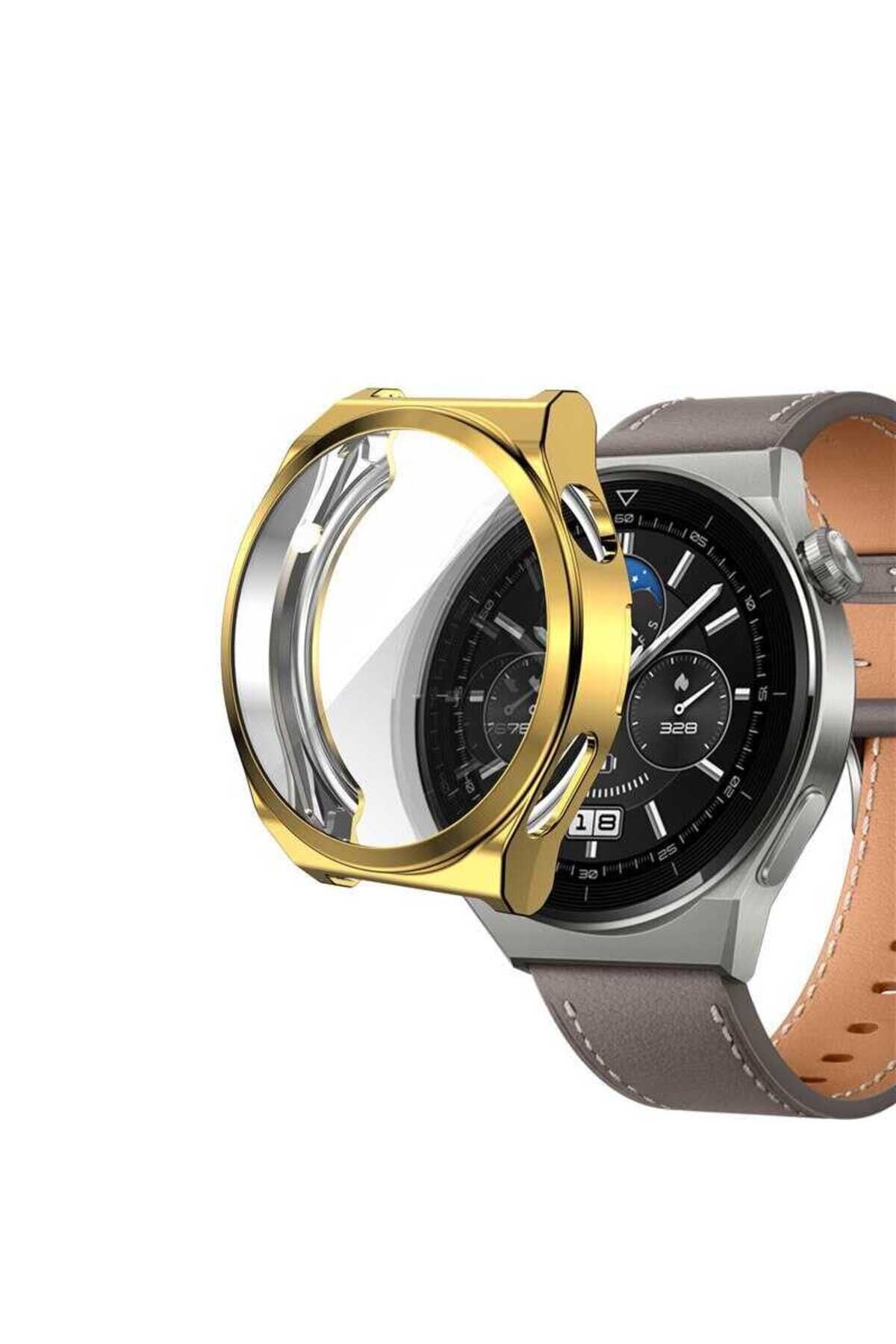 Huawei Watch GT 3 Pro 46mm Watch Gard 02 Koruyucu Silikon Gold