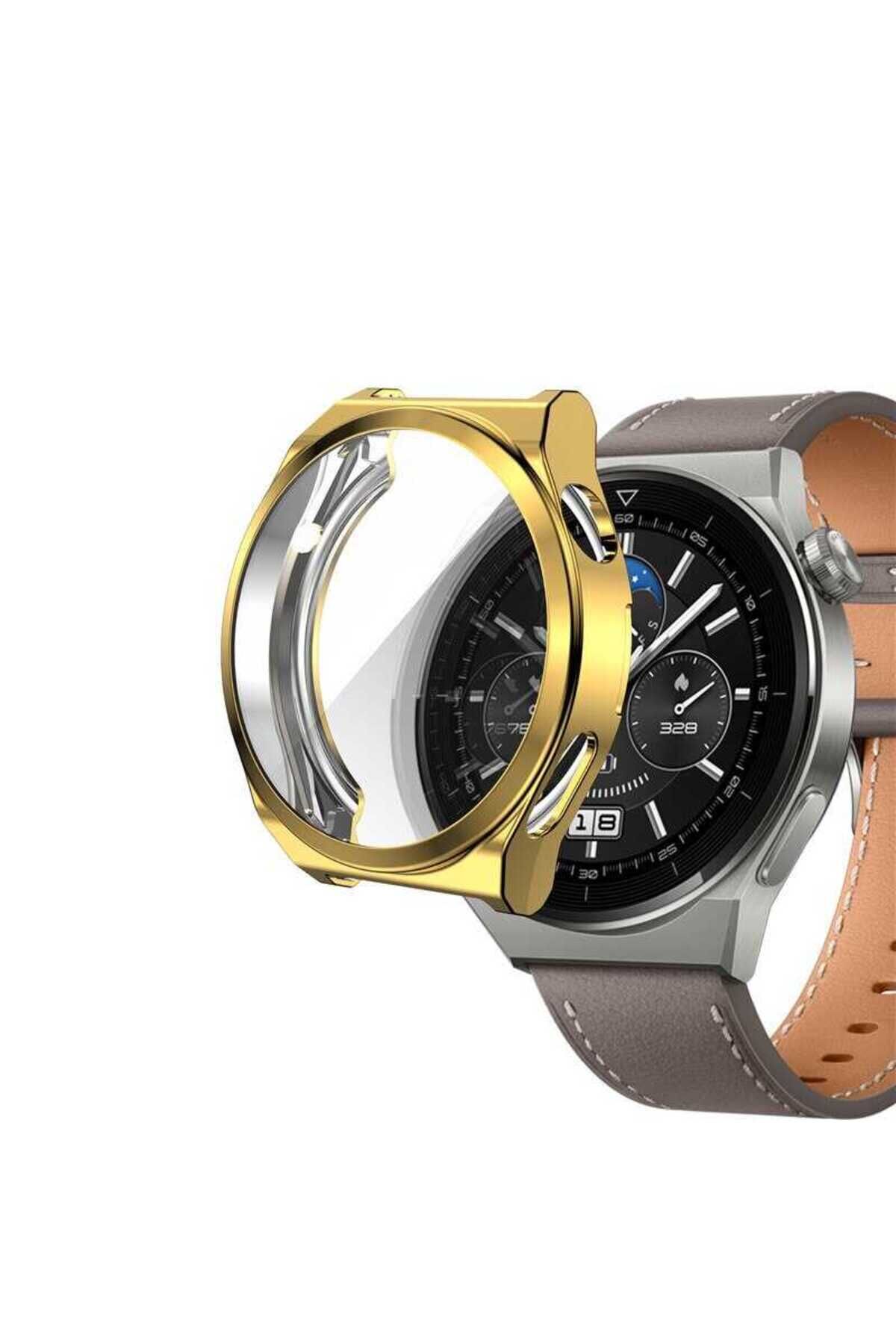 Huawei Watch GT 3 Pro 46mm Watch Gard 02 Koruyucu Silikon Gold