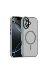 iPhone 17 Kılıf Mat Arka Yüzey Wireless Şarj Özellikli Zore Flet M-safe Kapak - Lacivert Lacivert