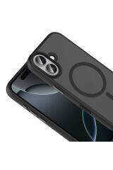 iPhone 17 Kılıf Mat Arka Yüzey Wireless Şarj Özellikli Zore Flet M-safe Kapak - Lacivert Lacivert