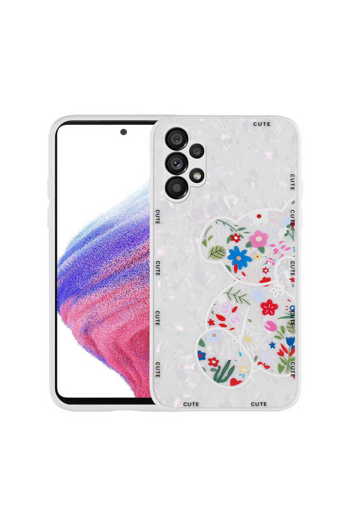 Galaxy A13 4G Kılıf Desenli Sert Silikon SBT Mumila Kapak - White Cat White Cat
