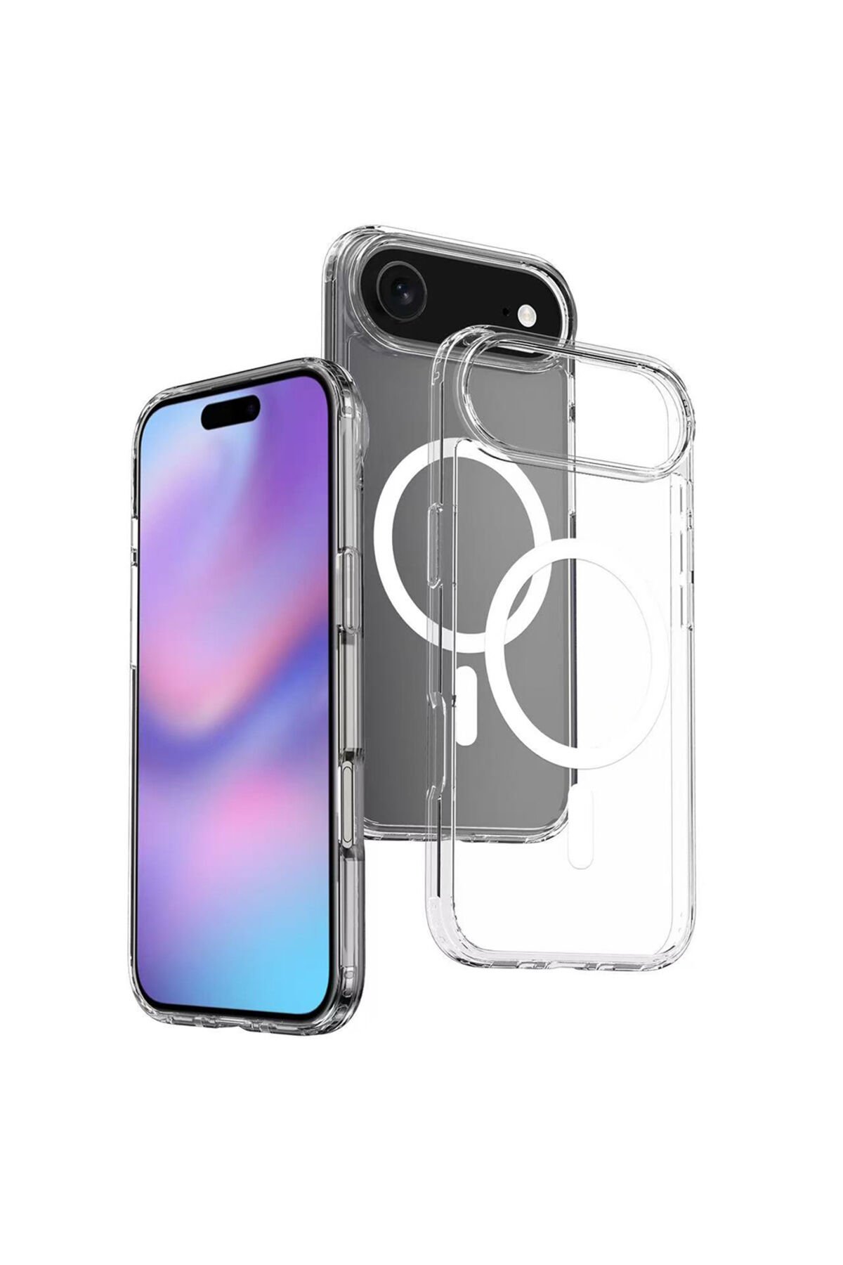 iPhone 17 Air Kılıf M-safe Şarj Özellikli Şeffaf Sert PC MYST Embos Kapak - Şeffaf Şeffaf