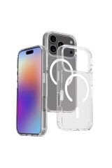 iPhone 17 Pro Kılıf M-safe Şarj Özellikli Şeffaf Sert PC ZPRB Embos Kapak - Şeffaf Şeffaf