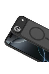 iPhone 17 Air Kılıf Mat Arka Yüzey Wireless Şarj Özellikli Zore Flet M-safe Kapak - Turuncu Lacivert