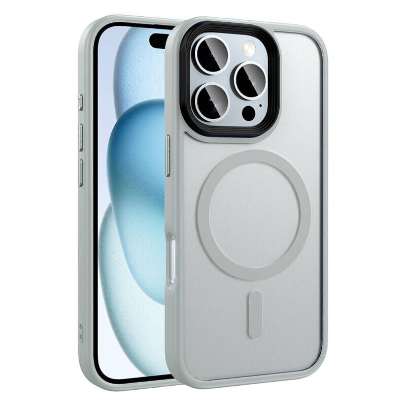 iPhone 16 Pro Max Kılıf Mat Arka Yüzey Wireless Şarj Özellikli Zore Flet M-safe Kılıf