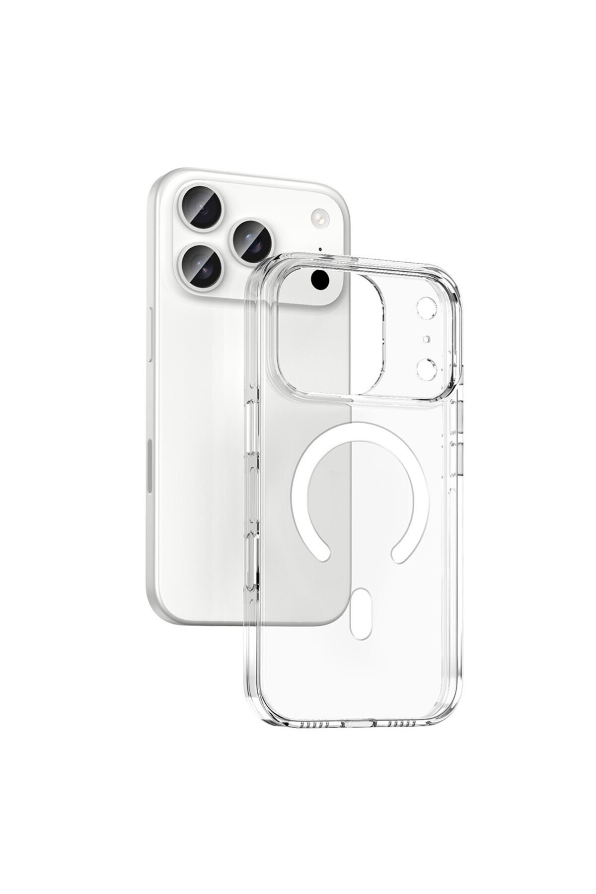 iPhone 17 Pro Kılıf M-safe Şarj Özellikli Kamera Korumalı BSAY Kripto Kapak - Şeffaf Şeffaf