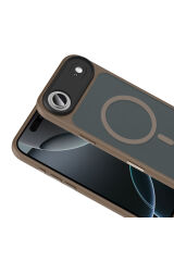 iPhone 17 Air Kılıf Mat Arka Yüzey Wireless Şarj Özellikli Zore Flet M-safe Kapak - Turuncu Gri