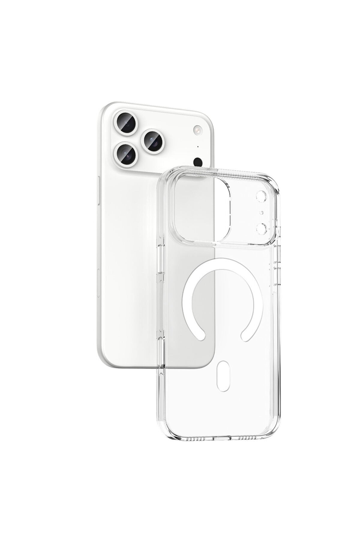 iPhone 17 Pro Max Kılıf M-safe Şarj Özellikli Kamera Korumalı BSAY Kripto Kapak - Şeffaf Şeffaf