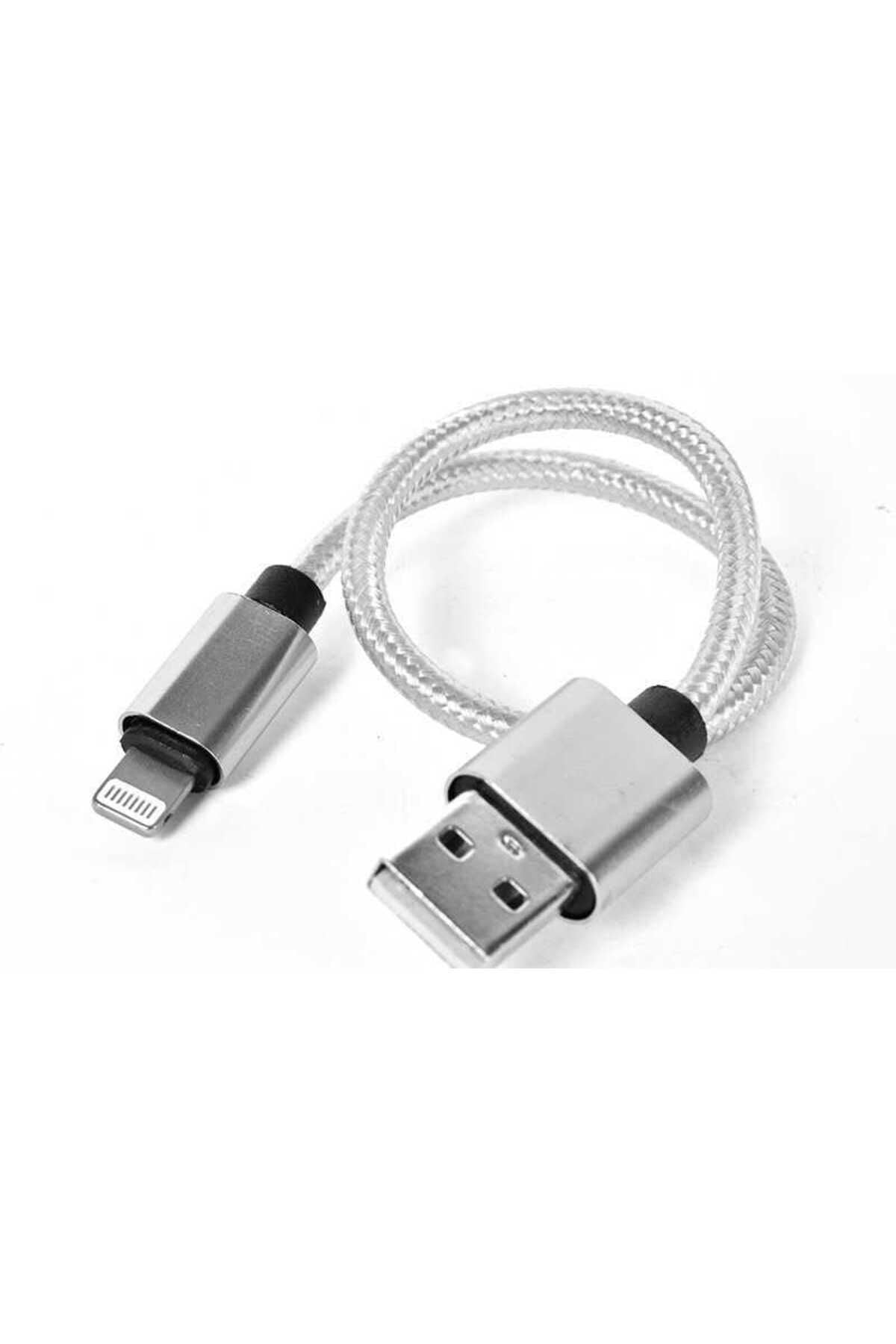 Gümüş 30 Cm Halat Lightning Usb Kablo-BSAY Gümüş