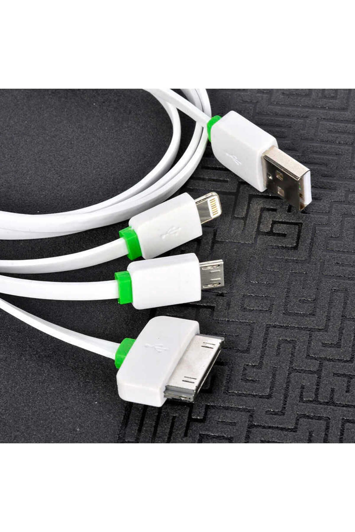 Beyaz High Speed 3 in 1 Lightning Micro Type-C Usb Kablo-BSAY Beyaz
