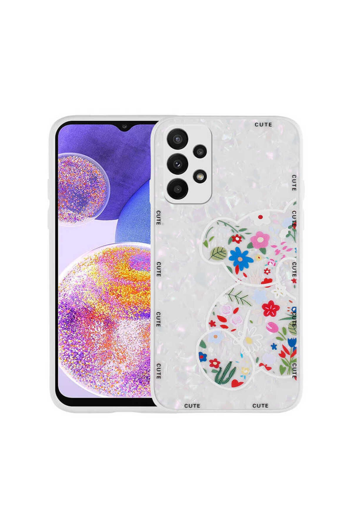 Galaxy A33 5G Kılıf Desenli Sert Silikon BSAY Mumila Kapak - White Rabbit White Bear