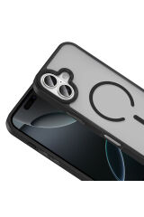 iPhone 17 Kılıf M-safe Şarj Özellikli Mat Arka Yüzey Zore Sio Kapak - Siyah Lacivert