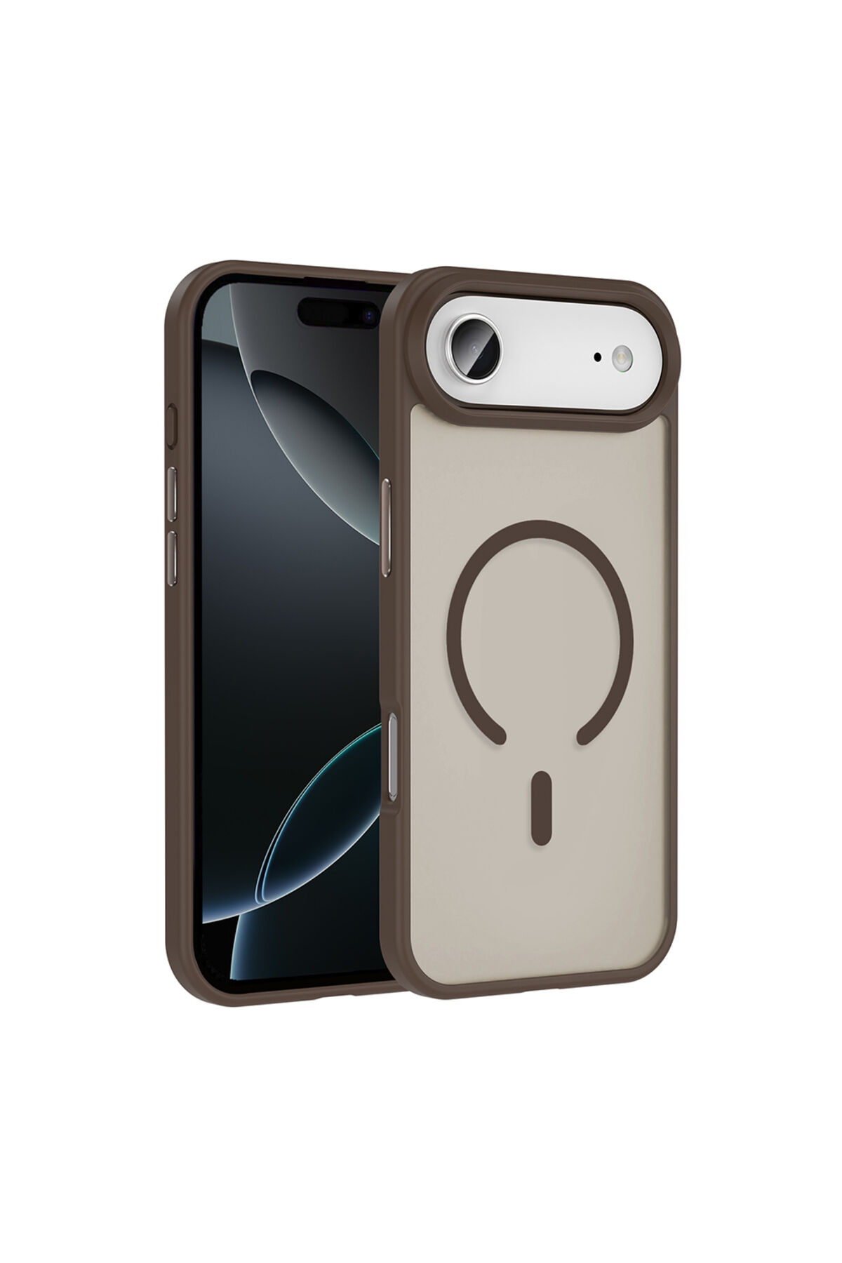 iPhone 17 Air Kılıf M-safe Şarj Özellikli Mat Arka Yüzey Zore Sio Kapak - Desert Titanyum Gri