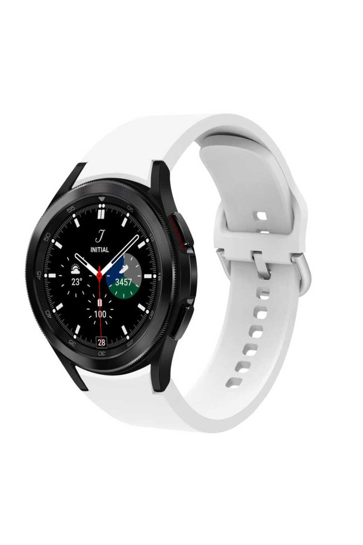 Galaxy Watch 4 Classic 46mm KRD-50 Uyumlu EFR Kordon-Turuncu Beyaz