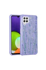 Galaxy M32 Kılıf Simli Desenli Kamera Korumalı Parlak GZST Popy Kapak - Kalp