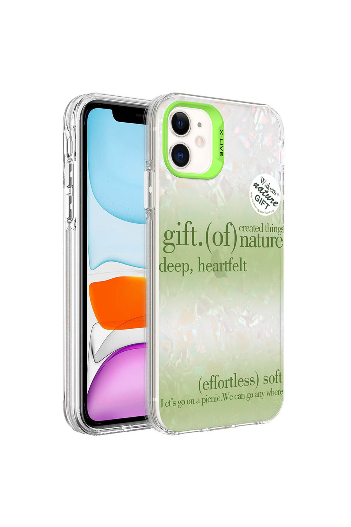 iPhone 11 Uyumlu Mermer Desenli BSAY Marbello Kılıf-Yeşil Yeşil