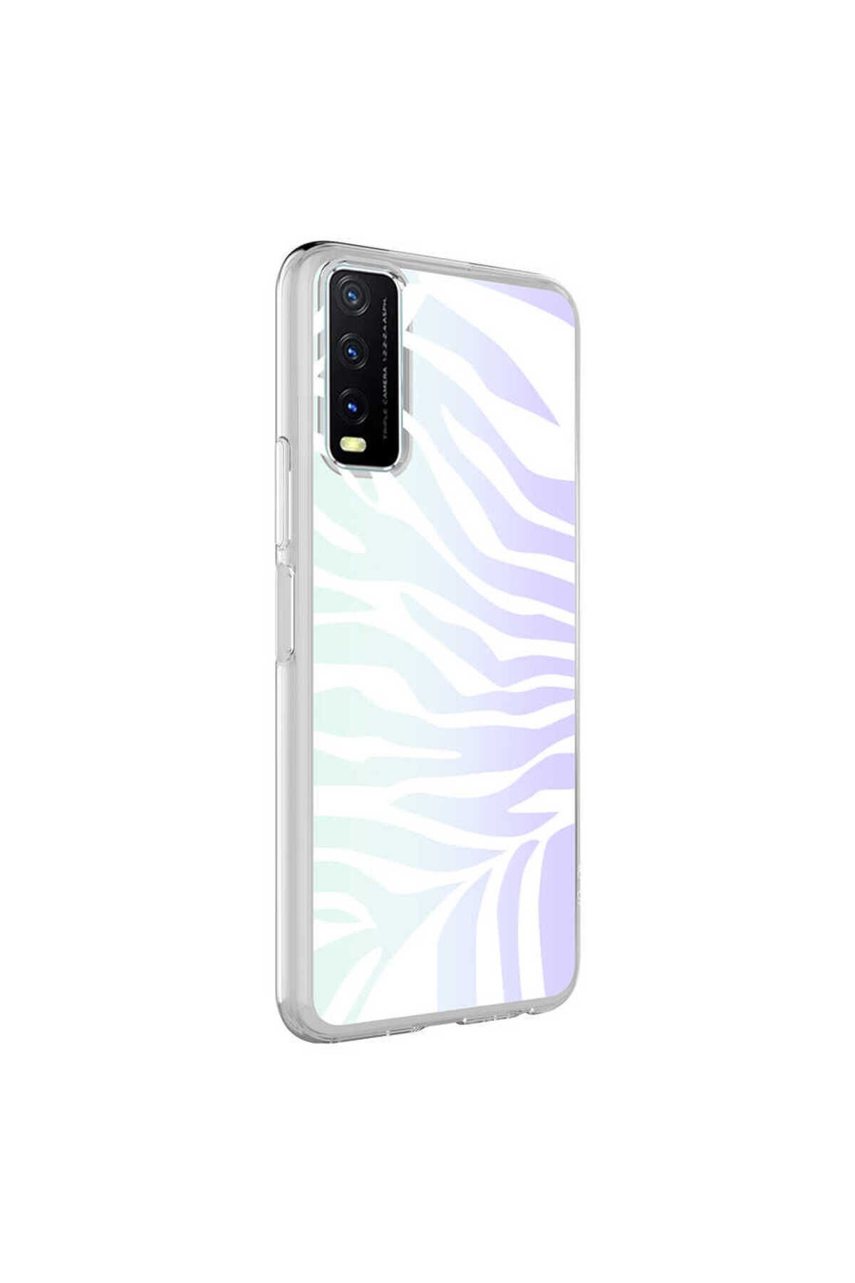 Vivo Y20S Kılıf GZST M-Blue Desenli Kapak - Zebra No1