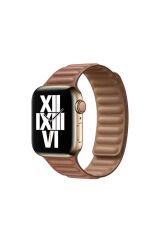 Watch Ultra 49mm Kordon Uyumlu KRD-34 Deri Strap Kayış BSAY- Pembe Sarı