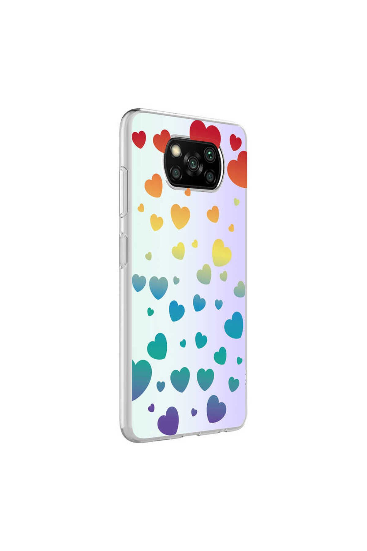 Poco X3 Kılıf BSAY M-Blue Desenli Kapak - Heart No3