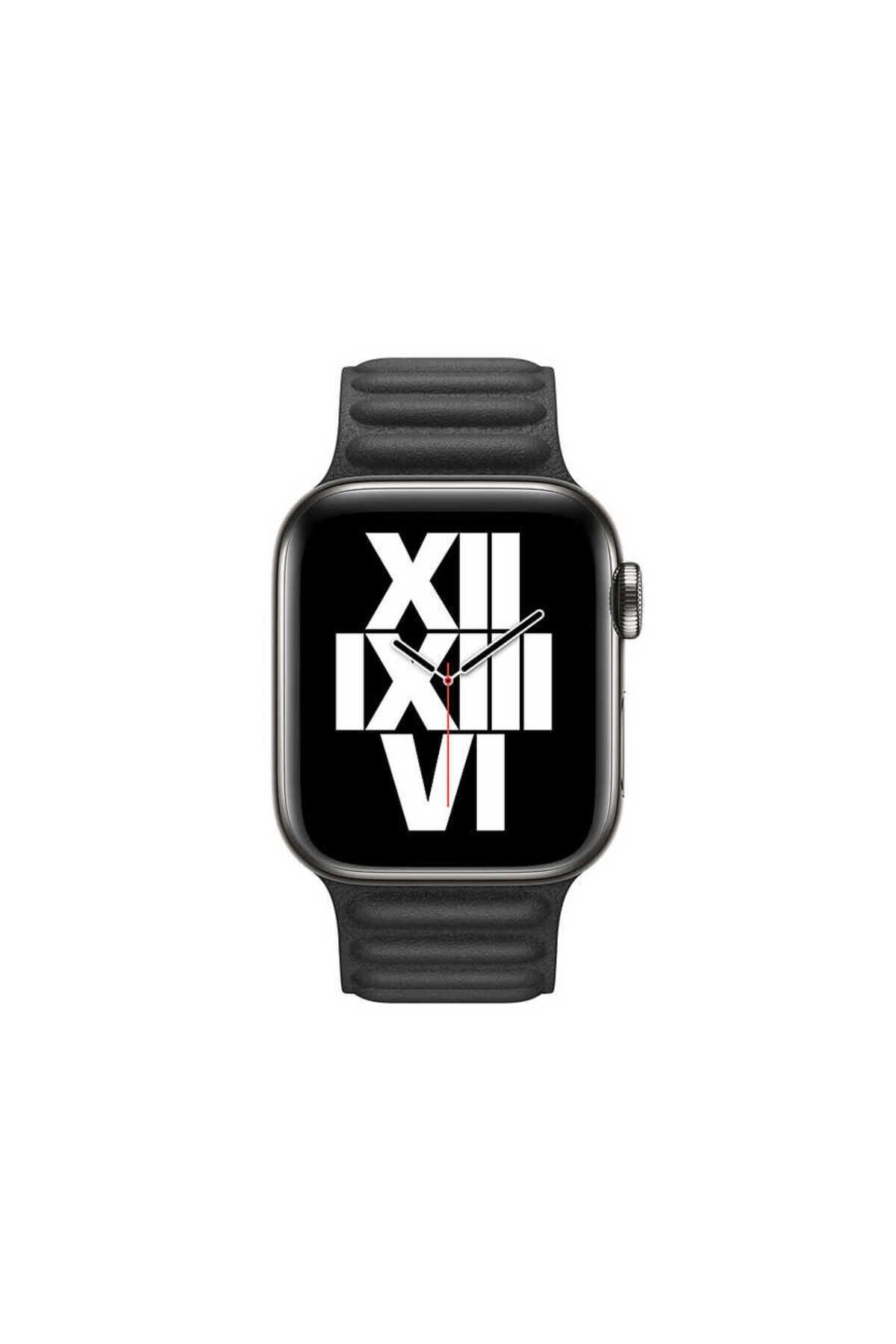 Watch Ultra 49mm Kordon Uyumlu KRD-34 Deri Strap Kayış BSAY- Pembe Siyah