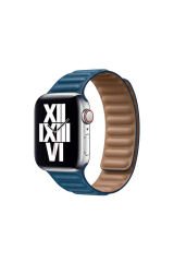 Watch Ultra 49mm Kordon Uyumlu KRD-34 Deri Strap Kayış BSAY- Pembe Siyah
