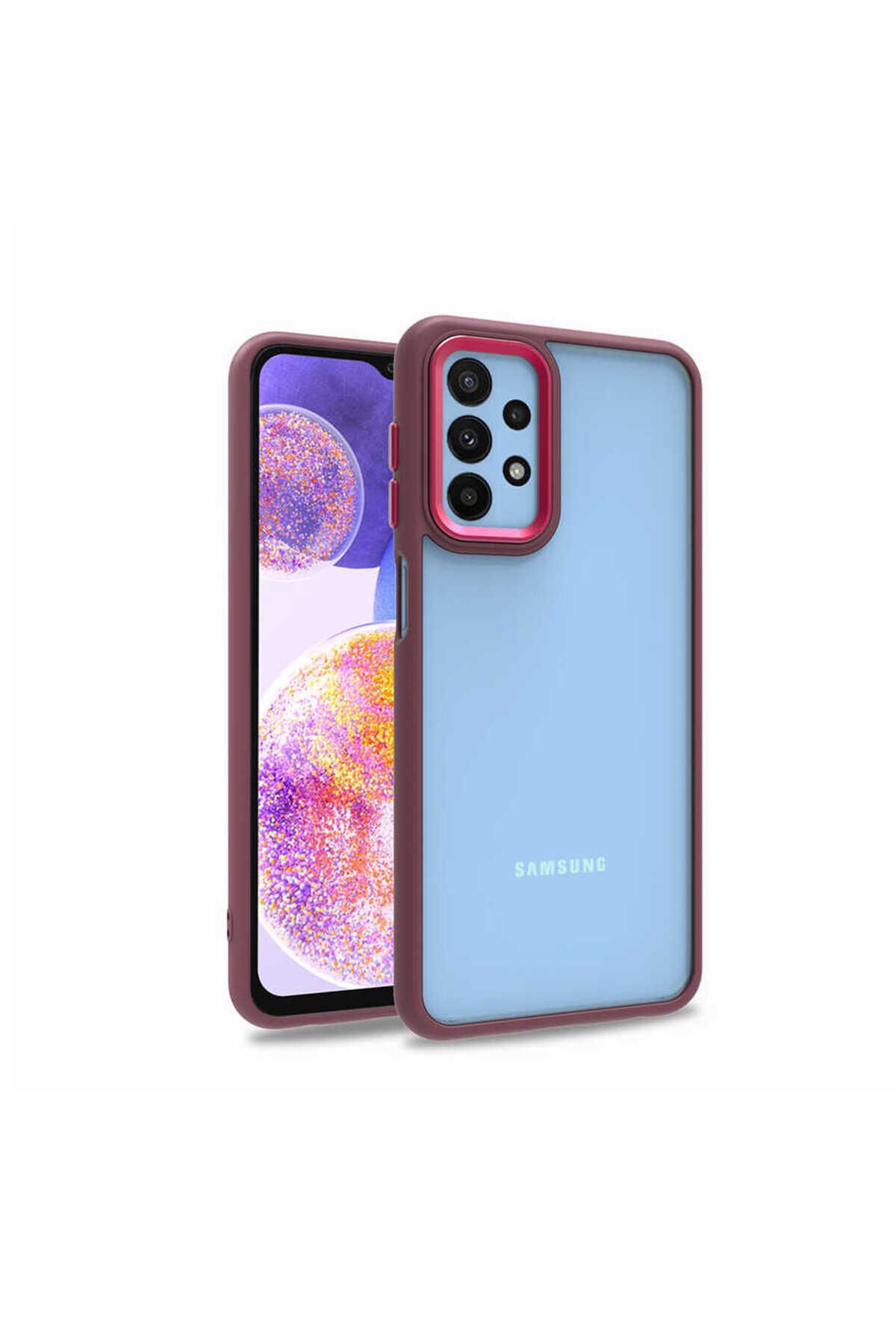 Galaxy A23 Kılıf BSAY Flora Kapak - Mavi Kırmızı