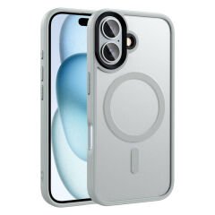 iPhone 16 Plus Kılıf Mat Arka Yüzey Wireless Şarj Özellikli Zore Flet M-safe Kılıf