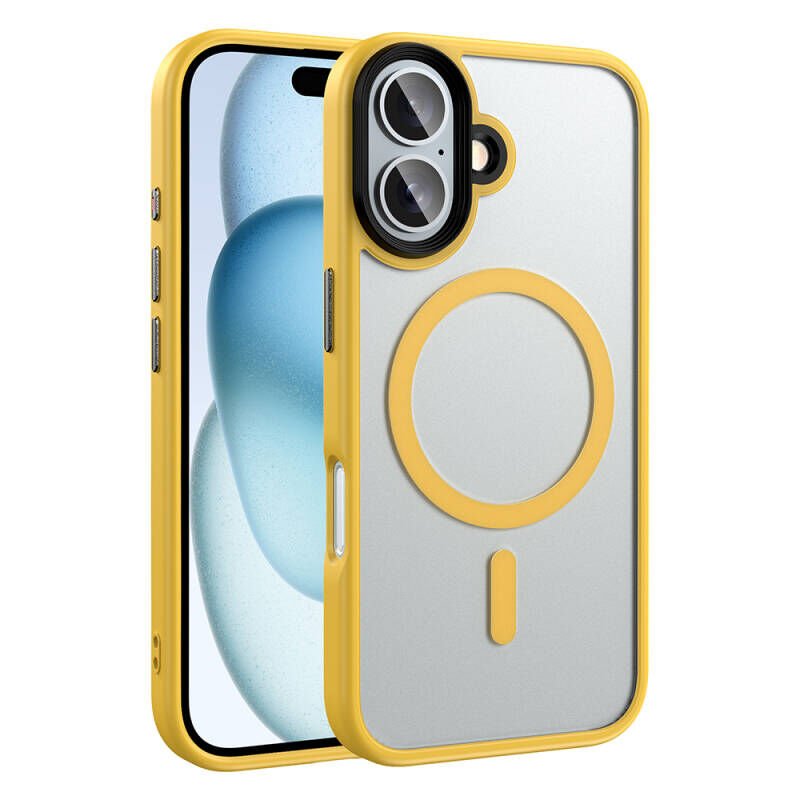 iPhone 16 Plus Kılıf Mat Arka Yüzey Wireless Şarj Özellikli Zore Flet M-safe Kılıf