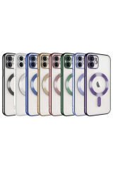 iPhone 11 Uyumlu Kamera Korumalı Magsafe Wireless Şarj Özellikli BSAY Demre Kılıf-Lila Rose Gold