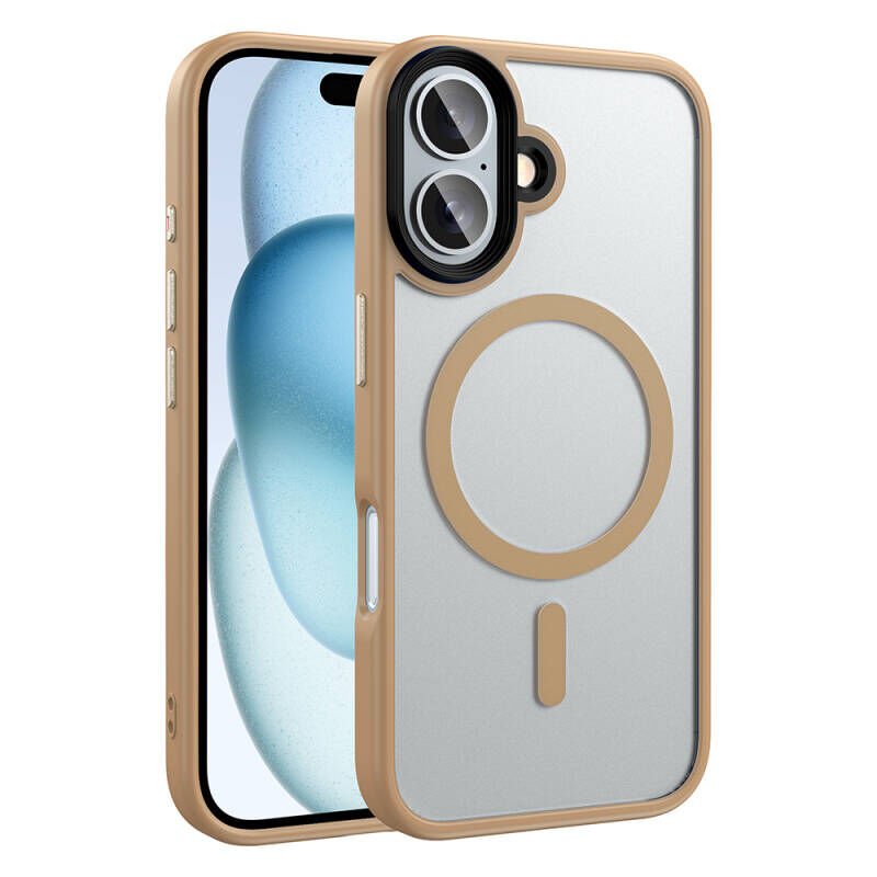 iPhone 16 Plus Kılıf Mat Arka Yüzey Wireless Şarj Özellikli Zore Flet M-safe Kılıf Pembe