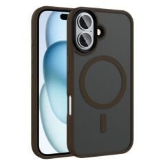 iPhone 16 Plus Kılıf Mat Arka Yüzey Wireless Şarj Özellikli Zore Flet M-safe Kılıf Pembe