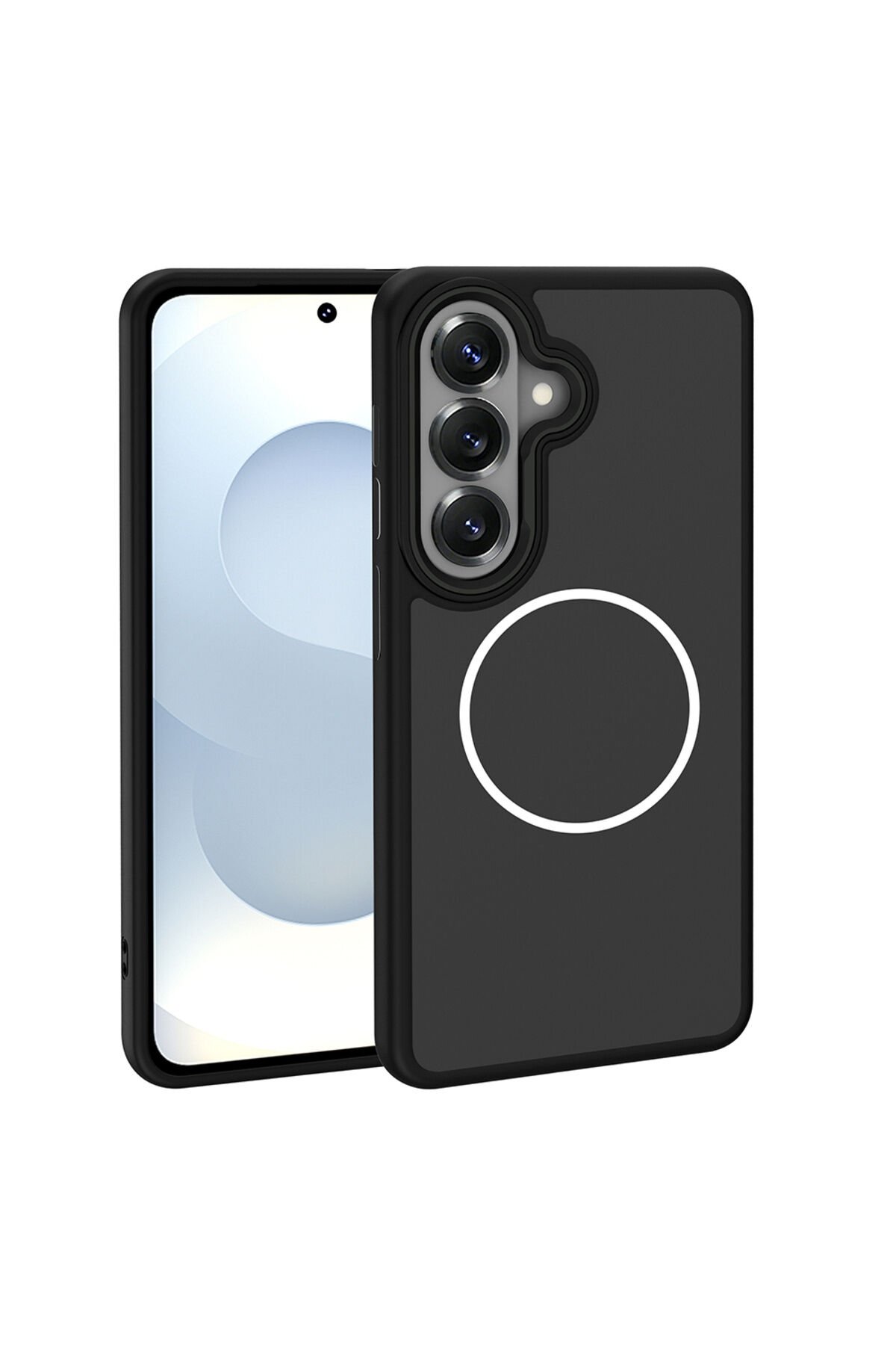 Galaxy S26 Kılıf M-Safe Şarj Özellikli Metal Kamera Çerçeveli BSAY Sanremo Silikon Kapak - Siyah Siyah