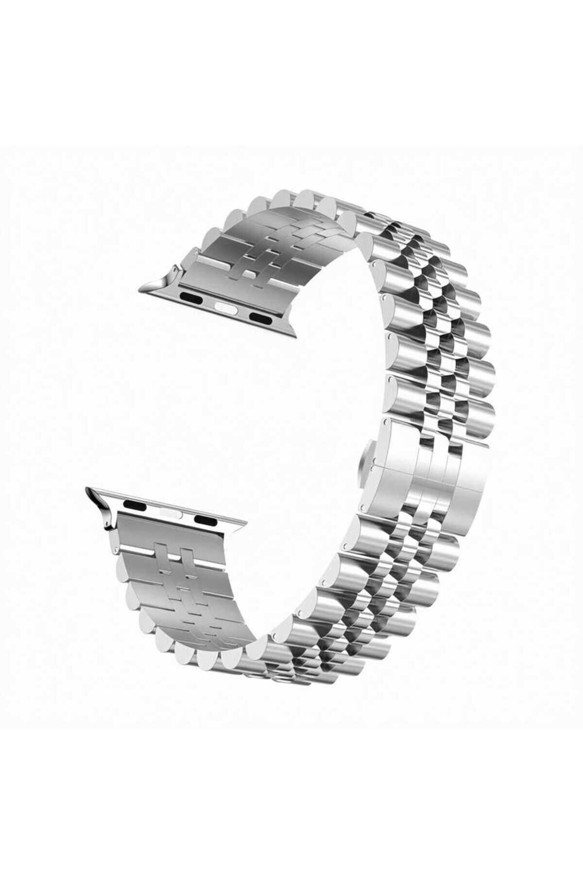 Watch Ultra 49mm Kordon Uyumlu KRD-36 Metal Strap Kayış BSAY- Gümüş Gümüş