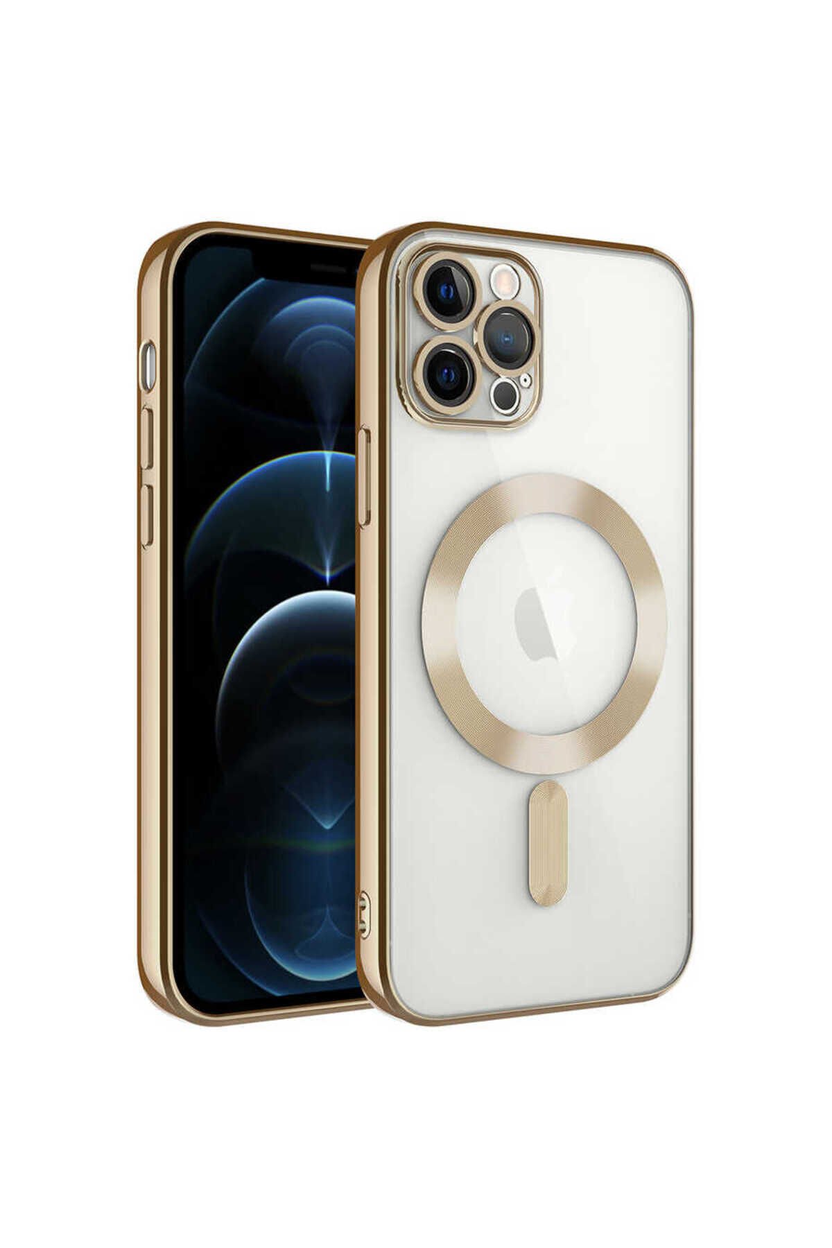 iPhone 11 Pro Uyumlu Kamera Korumalı Magsafe Wireless Şarj Özellikli BSAY Demre Kılıf-Koyu Yeş Gold