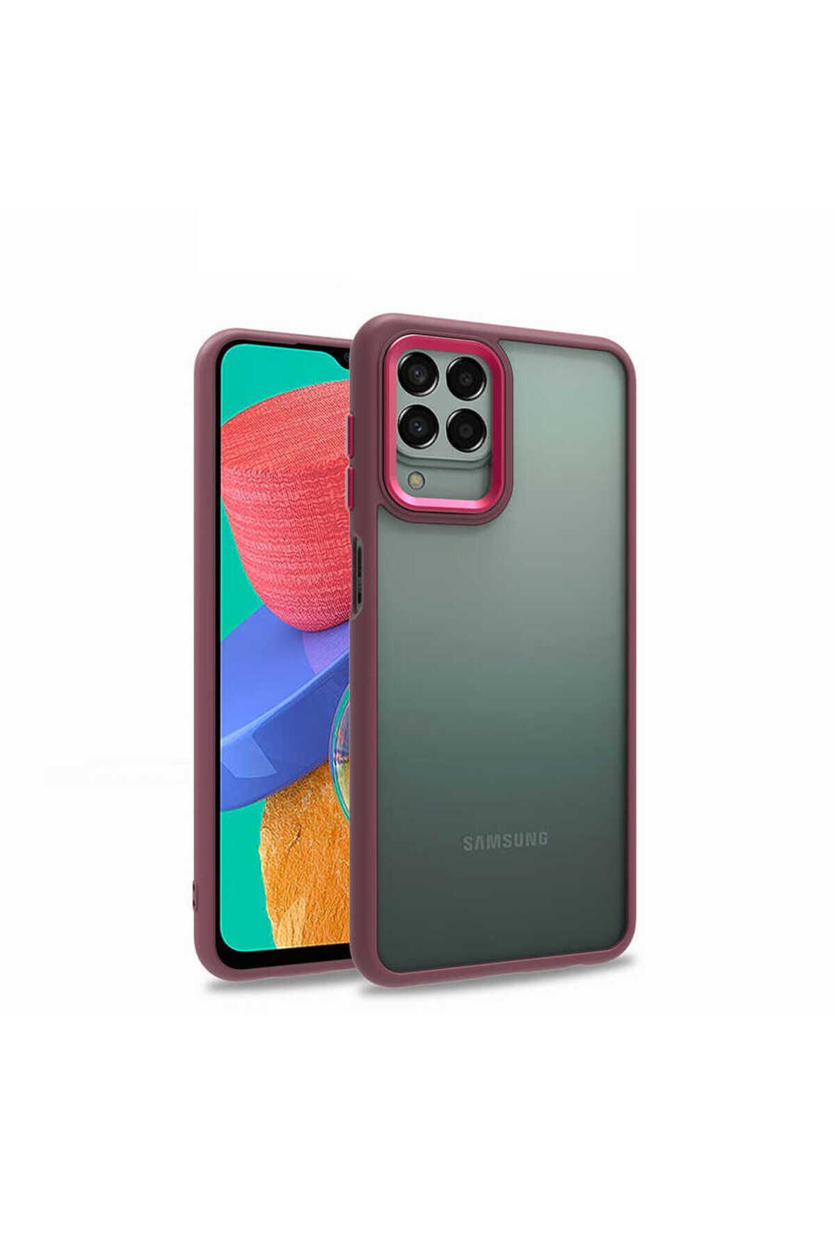 Galaxy M33 Kılıf BSAY Flora Kapak - Lila Kırmızı