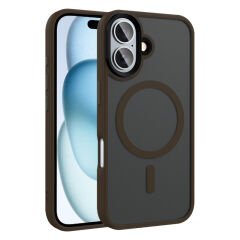 iPhone 16 Plus Kılıf Mat Arka Yüzey Wireless Şarj Özellikli Zore Flet M-safe Kılıf Gümüş