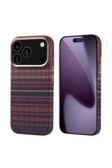 iPhone 17 Pro Kılıf M-safe Şarj Özellikli Karbon Fiber Görünümlü Zore Nekst Kapak - Gümüş Altın
