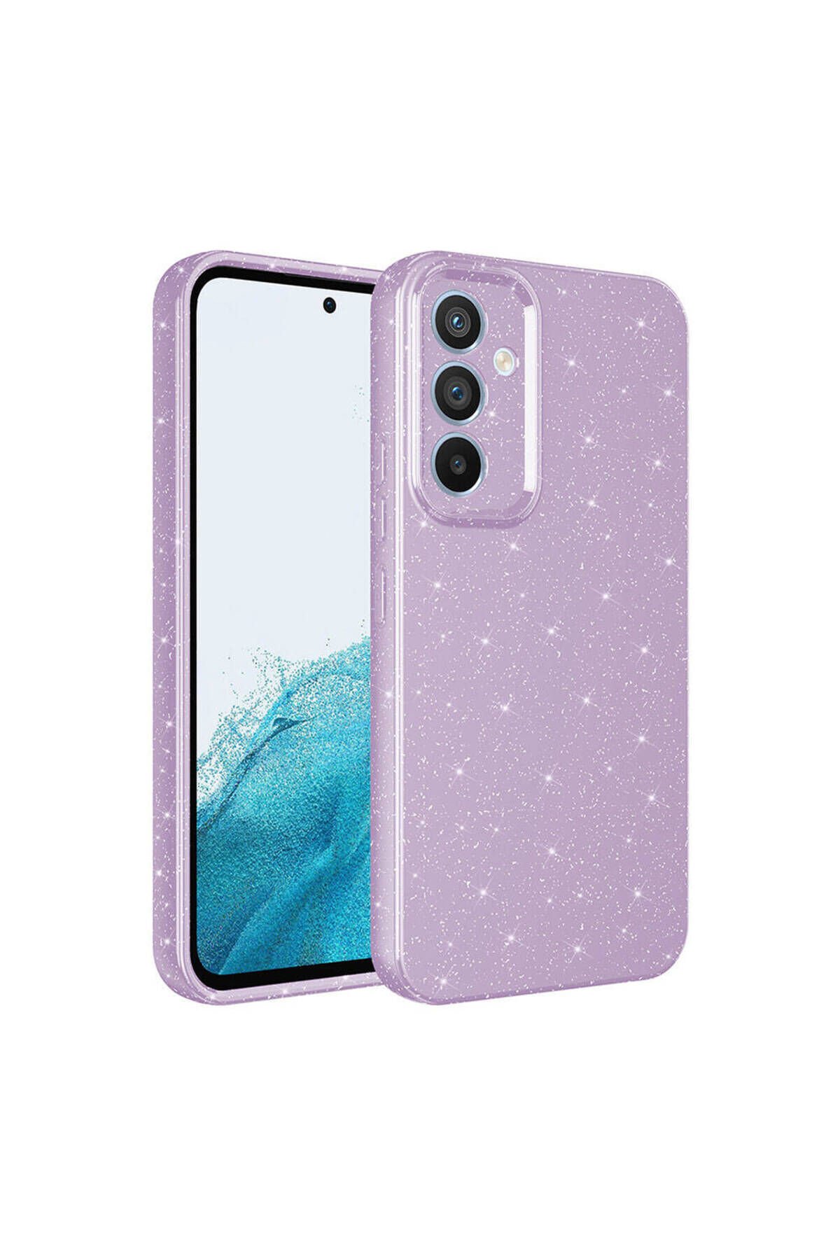 Galaxy S23 FE Kılıf Kamera Korumalı Simli Lüks BSAY Koton Kapak - Pembe Pembe Koyu