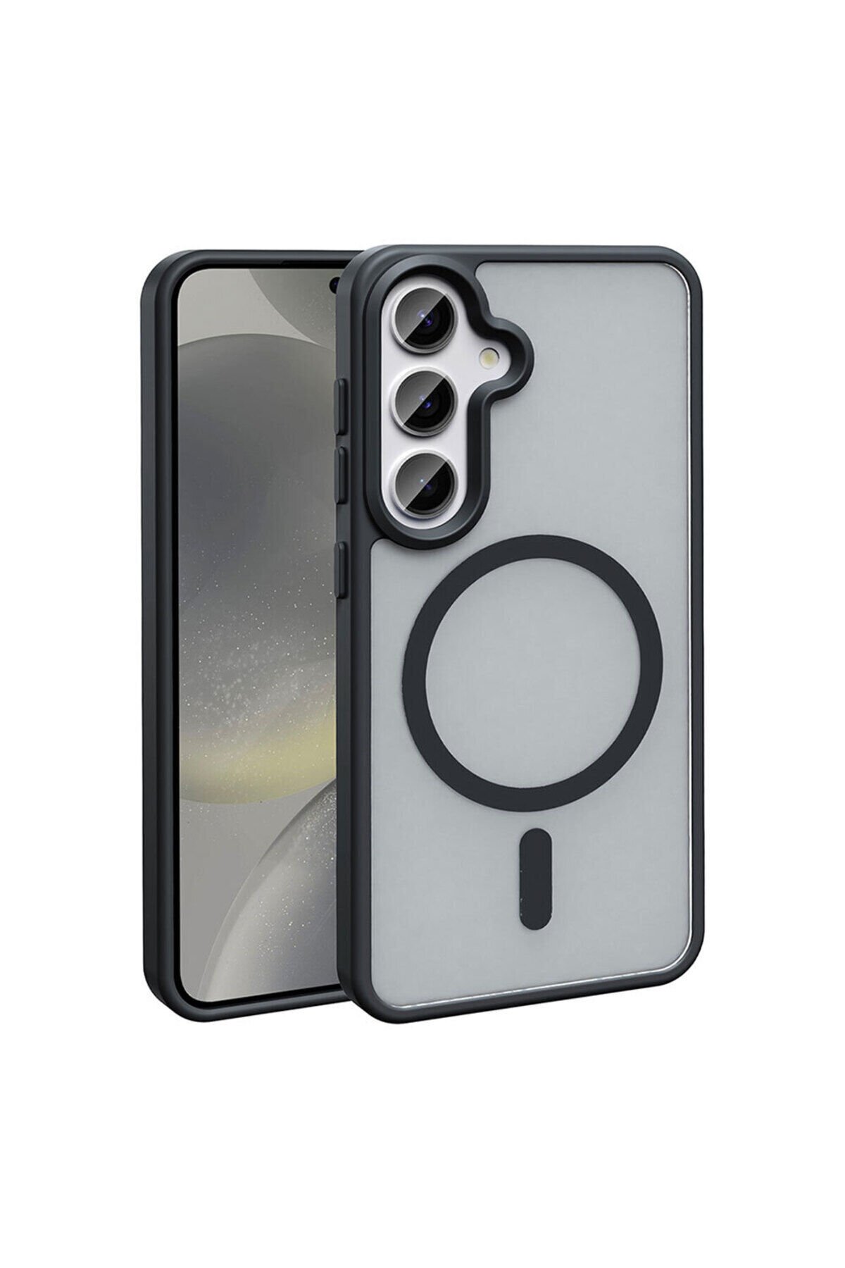 Galaxy S25 FE Kılıf M-safe Şarj Özellikli Mat Arka Yüzey SENK Sio Kapak - Siyah Siyah