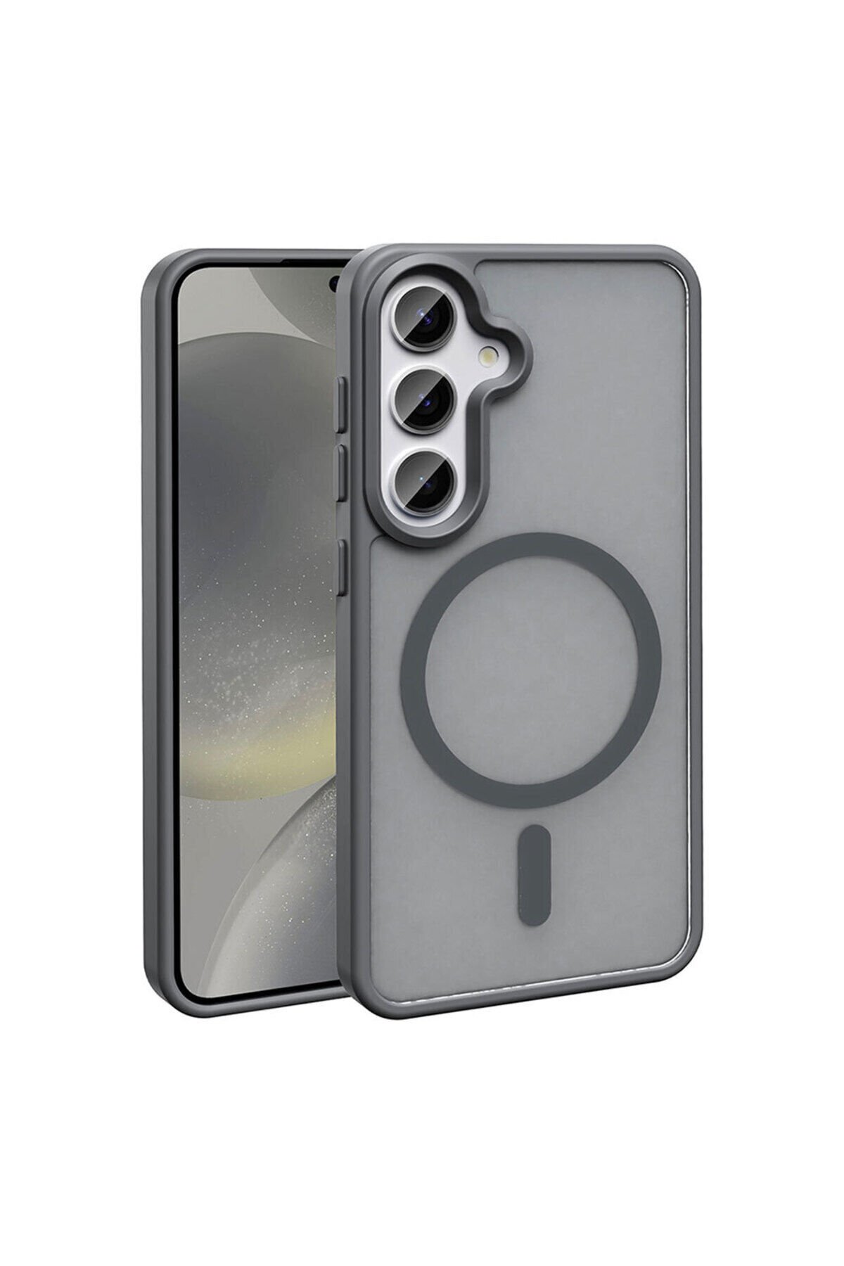 Galaxy S25 FE Kılıf M-safe Şarj Özellikli Mat Arka Yüzey TKDW Sio Kapak - Gri Gri
