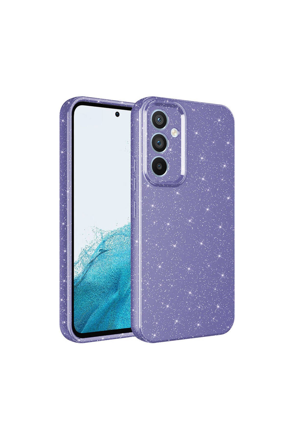 Galaxy S24 Kılıf Kamera Korumalı Simli Lüks BSAY Koton Kapak - Lila Mor