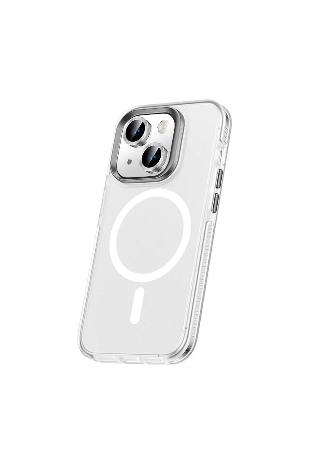 iPhone 15 Plus Kılıf Airbagli Magsafe Wireless Şarj Özellikli Lens Koruyuculu BSAY Klaptika Kapak - Sarı