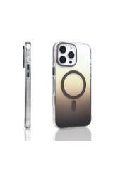 iPhone 16 Pro Max Kılıf M-safe Şarj Özellikli Transparan Renk Geçişli Zore Toros Kapak - Siyah Altın