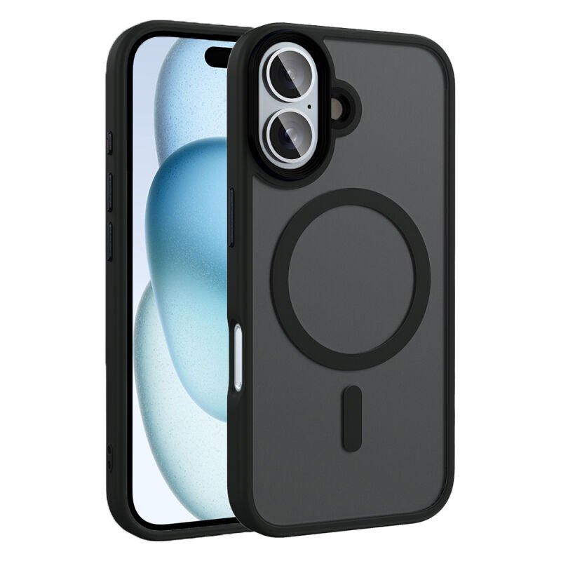 iPhone 16 Kılıf Mat Arka Yüzey Wireless Şarj Özellikli Zore Flet M-safe Kılıf